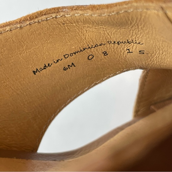 Jack Rogers Sophia Oak Brown Leather Wood Stacked Wedge Slide Sandals Size 6 - Picture 7 of 9